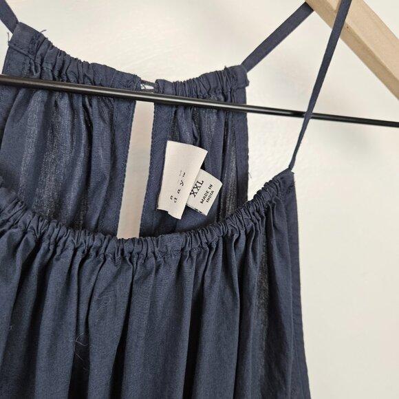 A New Day Cotton Poplin Midi Sundress High Neck XXL Navy Blue Sleeveless‎ Dress - Picture 4 of 10
